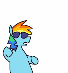 Size: 384x408 | Tagged: safe, artist:punkittdev, imported from derpibooru, rainbow dash, pegasus, pony, animated, dancing, female, loop, mare, no sound, simple background, solo, sunglasses, webm, white background