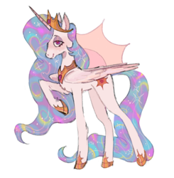 Size: 1944x1980 | Tagged: safe, artist:arrgh-whatever, imported from derpibooru, princess celestia, alicorn, pony, crown, folded wings, jewelry, lidded eyes, regalia, simple background, solo, wavy mane, white background, wings