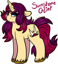 Size: 1363x1507 | Tagged: safe, artist:sexygoatgod, imported from derpibooru, oc, oc only, oc:sunstone glint, pony, unicorn, adoptable, angry, eyeshadow, female, lidded eyes, makeup, simple background, solo, transparent background, unshorn fetlocks