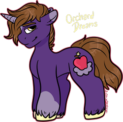 Size: 1651x1632 | Tagged: safe, artist:sexygoatgod, imported from derpibooru, oc, oc only, oc:orchard dreams, pony, unicorn, adoptable, male, simple background, solo, transparent background, unshorn fetlocks