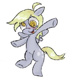 Size: 463x513 | Tagged: safe, artist:anonymare, imported from derpibooru, derpy hooves, anthro, pegasus, pony, blushing, simple background, solo, swirly eyes, white background