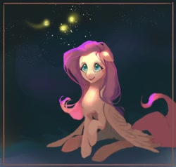 Size: 2000x1902 | Tagged: artist needed, source needed, safe, imported from derpibooru, fluttershy, firefly (insect), insect, pegasus, pony, female, frame, sitting, solo, stars