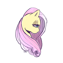 Size: 1000x1000 | Tagged: safe, artist:lonp, imported from derpibooru, fluttershy, pegasus, pony, bust, female, profile, simple background, solo, white background