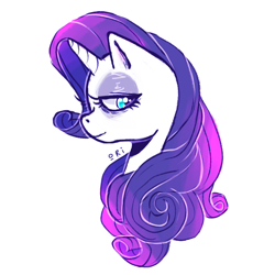 Size: 1000x1000 | Tagged: safe, artist:lonp, imported from derpibooru, rarity, pony, unicorn, bust, curly hair, lidded eyes, profile, simple background, solo, white background, white coat