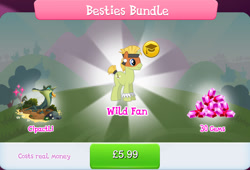 Size: 1264x860 | Tagged: safe, imported from derpibooru, cipactli, pony, unicorn, bundle, bush, clothes, costs real money, costume, ear piercing, earring, english, face paint, gameloft, gem, headband, horn, jewelry, male, mobile game, mud, my little pony: magic princess, numbers, official, piercing, sale, solo, stallion, text, unnamed character, unnamed pony