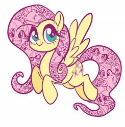 Size: 2011x2048 | Tagged: safe, artist:sophillia, imported from derpibooru, fluttershy, pony, flying, simple background, smiling, solo, spread wings, white background, wings
