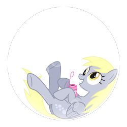 Size: 3000x3000 | Tagged: safe, artist:issmafia, imported from derpibooru, derpy hooves, pegasus, pony, bubble, cross-eyed, derp, folded wings, in bubble, lying down, on back, simple background, smiling, solo, teeth, transparent background, vector, wings