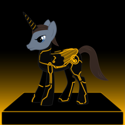 Size: 1575x1575 | Tagged: safe, artist:issmafia, imported from derpibooru, alicorn, crossover, gradient background, solo, tron legacy