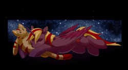 Size: 2000x1101 | Tagged: safe, artist:verkrai, imported from derpibooru, oc, alicorn, cat, pegasus, pony, commission, night, sleeping, toy, ych example, ych result, your character here