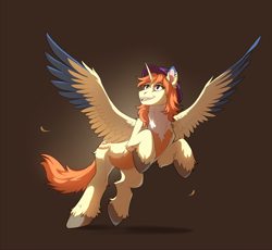 Size: 2500x2300 | Tagged: safe, artist:verkrai, imported from derpibooru, alicorn, pony, commission, hat, looking up, raised hooves, shading, spread wings, unshorn fetlocks, wings