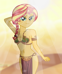 Size: 4944x5952 | Tagged: safe, artist:emeraldblast63, imported from derpibooru, sunset shimmer, human, equestria girls, breasts, busty sunset shimmer, disney, dreamworks face, may the fourth be with you, princess leia, return of the jedi, slave leia outfit, star wars, stupid sexy sunset shimmer