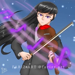 Size: 1080x1080 | Tagged: safe, artist:lencai123, imported from derpibooru, octavia melody, human, female, humanized, musical instrument, solo, violin