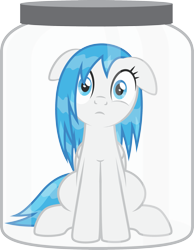 Size: 1879x2425 | Tagged: safe, artist:lightning stripe, derpibooru exclusive, imported from derpibooru, oc, oc only, oc:snow fury, pegasus, pony, blue eyes, blue mane, blue tail, cum jar, eye twitch, floppy ears, folded wings, front view, glass, jar, lewd container meme, looking at you, oh no, show accurate, simple background, sitting, solo, tail, this will end in tears, transparent background, traumatized, vector, wet, wet mane, white coat, wings