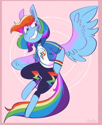 Size: 2144x2625 | Tagged: safe, artist:urbanqhoul, imported from derpibooru, rainbow dash, anthro, pegasus, pony, unguligrade anthro, clothes, equestria girls outfit, female, solo