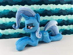 Size: 4032x3024 | Tagged: safe, artist:kazzysart, imported from derpibooru, trixie, pony, irl, lying down, photo, plushie, prone, solo