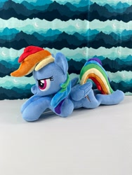 Size: 4032x3024 | Tagged: safe, artist:kazzysart, imported from derpibooru, rainbow dash, pony, irl, lying down, photo, plushie, prone, solo