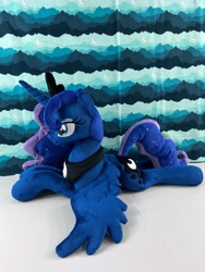 Size: 4032x3024 | Tagged: safe, artist:kazzysart, imported from derpibooru, princess luna, pony, irl, lying down, photo, plushie, prone, solo