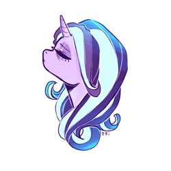 Size: 1000x1000 | Tagged: safe, artist:lonp, imported from derpibooru, starlight glimmer, pony, unicorn, bust, eyes closed, profile, simple background, solo, white background
