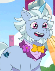 Size: 410x531 | Tagged: safe, imported from derpibooru, screencap, pony, unicorn, spoiler:g5, spoiler:my little pony: tell your tale, spoiler:tyts01e51, alphabetes, alphabittle blossomforth, animated, bowtie, clothes, cropped, cute, ear flick, eye shimmer, freckles, g5, gif, happy, i watch it for the ears, male, mare family mare problems, my little pony: tell your tale, reaction image, smiling, solo, sparkly eyes, stallion, tuxedo, wingding eyes, youtube link, zephyr heights