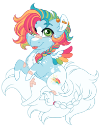 Size: 1024x1257 | Tagged: safe, artist:azure-art-wave, imported from derpibooru, oc, oc:lucky charm, pegasus, pony, bandaid, chibi, colored wings, female, mare, multicolored wings, simple background, solo, tongue out, transparent background, wings