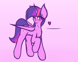 Size: 2024x1607 | Tagged: safe, artist:lu.de, imported from derpibooru, twilight sparkle, alicorn, pony, female, heart, one eye closed, pink background, simple background, solo, twilight sparkle (alicorn), wink