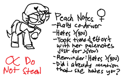 Size: 539x350 | Tagged: safe, artist:plunger, imported from derpibooru, oc, oc only, oc:peach notes, earth pony, pony, do not steal, donut steel, female, helmet, mare, monochrome, notebook, reference sheet, simple background, solo, text, white background