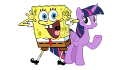 Size: 1920x1080 | Tagged: safe, artist:thxfan2022, imported from derpibooru, twilight sparkle, alicorn, pony, crossover, female, male, simple background, sponge, spongebob squarepants, spongebob squarepants (character), transparent background, twilight sparkle (alicorn), vector