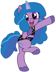 Size: 735x955 | Tagged: safe, artist:jhayarr23, artist:loladreamteam, imported from derpibooru, izzy moonbow, pony, unicorn, clothes, dancing, g4, g5, g5 to g4, generation leap, simple background, solo, swimsuit, transparent background