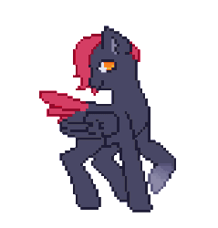 Size: 336x352 | Tagged: safe, artist:hederacea, imported from derpibooru, oc, oc only, changeling, animated, pixel art, red changeling, simple background, solo, transformation, transparent background
