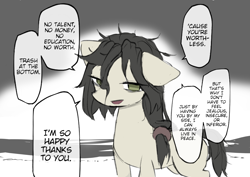 Size: 4093x2894 | Tagged: artist needed, source needed, safe, imported from derpibooru, oc:floor bored, pony, 4chan, dishevelled, drawthread, female, mare, speech bubble, talking to viewer