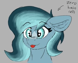 Size: 853x692 | Tagged: safe, artist:reddthebat, imported from derpibooru, oc, oc only, oc:alaska (reddthebat), ghost, ghost pony, pegasus, pony, :p, bust, eyebrows, eyebrows visible through hair, female, floppy ears, gray background, mare, simple background, solo, tongue out