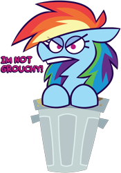 Size: 2920x4170 | Tagged: safe, artist:threetwotwo32232, imported from derpibooru, rainbow dash, pegasus, pony, angry, english, female, looking at you, mare, open mouth, rainbow trash, simple background, solo, transparent background, trash can