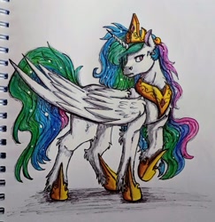 Size: 1805x1856 | Tagged: safe, artist:angelwingsmlpfim, imported from derpibooru, princess celestia, alicorn, pony, female, mare, sketchbook, solo, traditional art