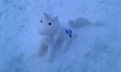 Size: 2560x1536 | Tagged: safe, artist:osirisrandom, imported from derpibooru, rarity, pony - snowman, snow, snow sculpture, snowman