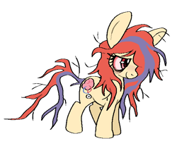 Size: 612x489 | Tagged: safe, artist:muffinz, imported from derpibooru, oc, oc only, oc:optic nerve, earth pony, pony, anatomy, big ears, colored, female, filly, flat colors, messy hair, messy mane, nerve, ponified, quadrupedal, red eyes, simple background, solo, transparent background