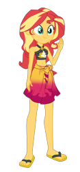 Size: 1900x4066 | Tagged: safe, artist:gmaplay, imported from derpibooru, sunset shimmer, human, equestria girls, equestria girls series, x marks the spot, beach shorts swimsuit, belly button, clothes, female, simple background, solo, sunset shimmer's beach shorts swimsuit, swimsuit, transparent background