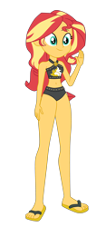 Size: 1900x4066 | Tagged: safe, artist:gmaplay, imported from derpibooru, sunset shimmer, human, equestria girls, equestria girls series, x marks the spot, beach shorts swimsuit, belly button, clothes, female, simple background, solo, sunset shimmer's beach shorts swimsuit, swimsuit, transparent background