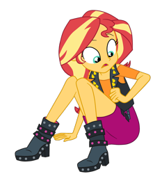 Size: 1900x2043 | Tagged: safe, artist:gmaplay, imported from derpibooru, sunset shimmer, human, equestria girls, equestria girls series, forgotten friendship, boots, but, butt, cute, shimmerbetes, shoes, simple background, solo, transparent background