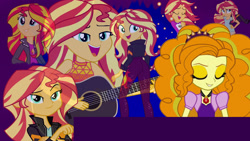 Size: 3000x1688 | Tagged: safe, artist:ktd1993, edit, imported from derpibooru, adagio dazzle, sunset shimmer, human, equestria girls, ass, bunset shimmer, butt, female, jack black, lesbian, musical instrument, peaches, piano, reference, shipping, sunsagio, super mario bros., the super mario bros. movie