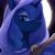 Size: 2048x2048 | Tagged: safe, artist:tabithaqu, imported from derpibooru, princess luna, alicorn, pony, bust, cloak, clothes, eye clipping through hair, female, hood, moon, night, solo