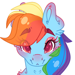 Size: 2500x2500 | Tagged: safe, artist:bananasplitedy, imported from derpibooru, rainbow dash, pegasus, pony, blushing, bust, female, heart, heart eyes, looking at you, makeup, mare, portrait, simple background, solo, transparent background, wingding eyes