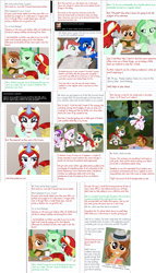 Size: 3305x5771 | Tagged: safe, artist:askbritanniamlp, imported from derpibooru, fleur-de-lis, oc, oc:bretannea, oc:britannia, oc:coffee talk, oc:merriweather, bird, parrot, pony, absurd resolution, baby, baby pony, female, filly, filly guides, foal, mare, scout uniform