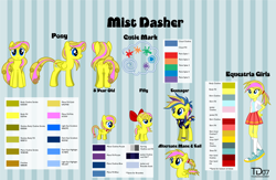 Size: 4600x3000 | Tagged: safe, artist:thunderdasher07, imported from derpibooru, oc, oc only, oc:mist dasher, human, pegasus, pony, equestria girls, 2017, 5-year-old, alternate hairstyle, bow, bracelet, butt freckles, clothes, color palette, cutie mark, ear piercing, earring, equestria girls-ified, female, filly, foal, freckles, hair bow, hairband, jacket, jewelry, mare, multicolored hair, old art, pegasus oc, piercing, pigtails, ponytail, punk, reference sheet, shirt, shoes, short tail, simple background, skirt, sneakers, solo, striped background, tail, teenager, two toned mane, wings