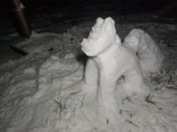 Size: 4032x3016 | Tagged: safe, anonymous artist, irl, photo, snow, snowmare, snowpity, snowpony