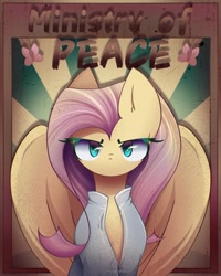 Size: 1000x1250 | Tagged: safe, artist:miryelis, imported from derpibooru, fluttershy, fallout equestria, 1984, poster, propaganda