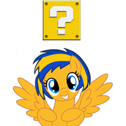 Size: 1500x1500 | Tagged: safe, artist:mlpfan3991, imported from derpibooru, oc, oc only, oc:flare spark, pegasus, block, female, nintendo, question mark, simple background, solo, super mario bros., transparent background