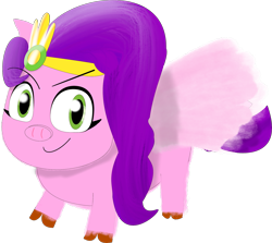 Size: 2295x2048 | Tagged: safe, artist:knife smile, imported from derpibooru, pipp petals, flying pig, pegasus, pig, cloven hooves, female, g5, looking at you, pig petals, simple background, solo, species swap, transparent background, wings