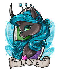 Size: 1170x1418 | Tagged: safe, artist:thurder2020, imported from derpibooru, queen chrysalis, changeling, mirror universe, reversalis, simple background, solo, white background