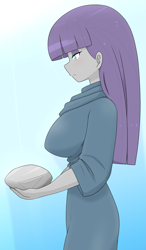 Size: 1917x3283 | Tagged: safe, artist:batipin, imported from derpibooru, maud pie, human, equestria girls, big breasts, breasts, busty maud pie, female, gradient background, profile, rock, simple background, solo