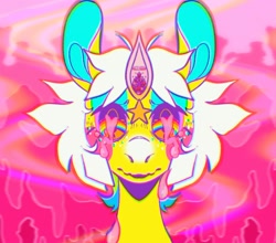 Size: 2720x2394 | Tagged: artist needed, source needed, safe, imported from derpibooru, oc, oc only, pony, unicorn, crying, horn, rainbow eyes, solo, trippy, unicorn oc